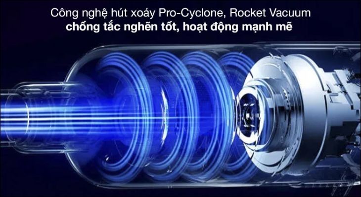 Công nghệ Rocket Vacuum là công nghệ hút xoáy được lấy cảm hứng từ nguyên lý nén khí và lực đẩy