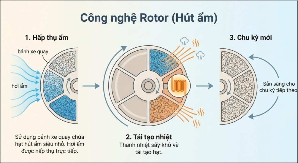 Công nghệ Rotor giúp máy hoạt động ổn định trong mọi điều kiện nhiệt độ, kể cả khi trời lạnh dưới 5 độ C