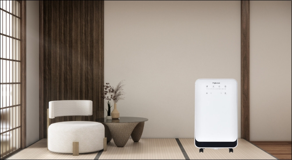 Máy hút ẩm FUJIHOME DH10 có cảm biến độ ẩm báo đèn màu, giúp việc theo dõi độ ẩm không khí tiện lợi hơn