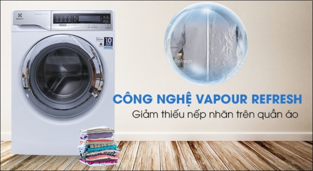 Công nghệ Vapour Refresh giúp duy trì chất lượng vải, giữ nguyên hình dáng, màu sắc và chất lượng của quần áo