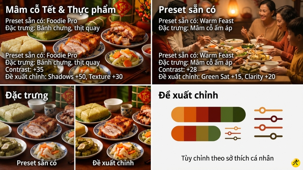 Preset cho M&acirc;m cỗ Tết & Thực phẩm