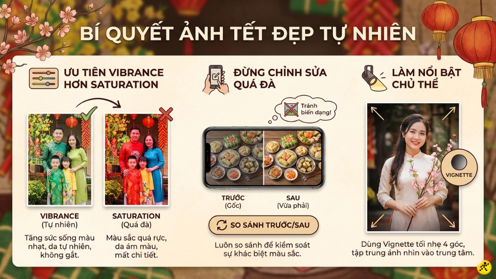 Mẹo chỉnh ảnh Tết đẹp tự nhi&ecirc;n