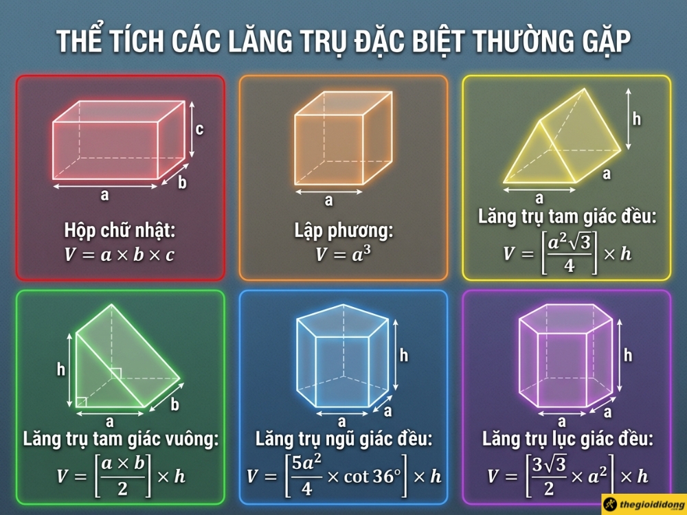 Thể t&iacute;ch c&aacute;c khối lăng trụ đặc biệt 
