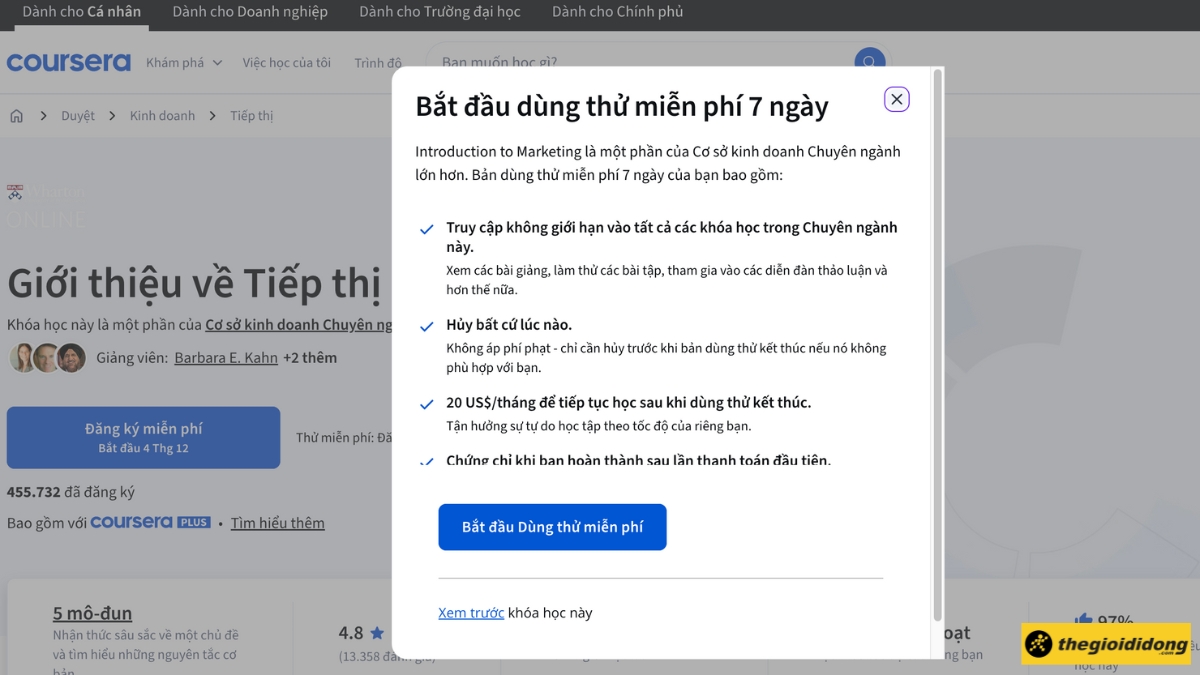 Đăng k&yacute; học miễn ph&iacute; trong 7 ng&agrave;y