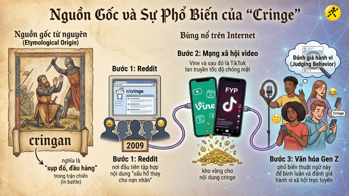 Nguồn gốc v&agrave; sự phổ biến của Cringe