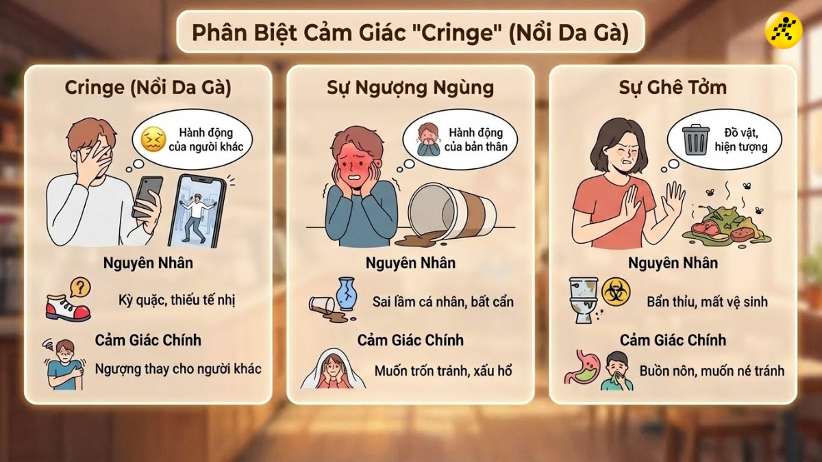 Ph&acirc;n biệt Cringe v&agrave; c&aacute;c cảm x&uacute;c kh&aacute;c