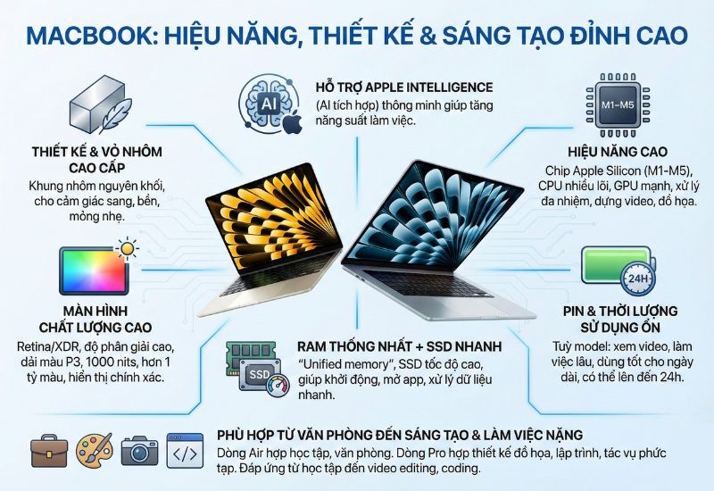 (Đặc điểm của MacBook - laptop thuộc hãng Apple) (Đặc điểm của MacBook - laptop thuộc hãng Apple)