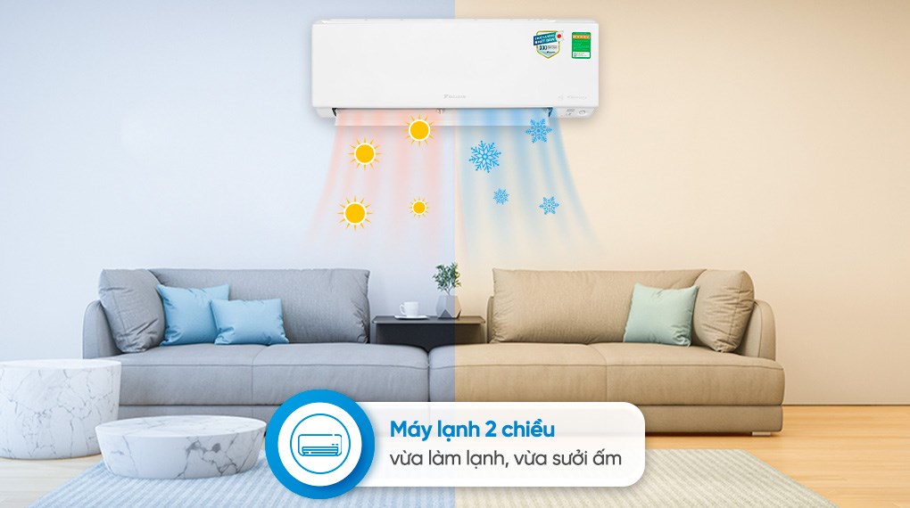 Máy lạnh 2 chiều Daikin Inverter 1 HP FTHF25XVMV tích hợp công nghệ luồng gió Coanda và sưởi ấm êm ái