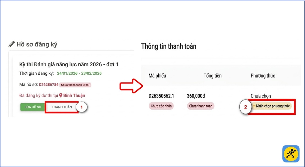 Bấm Thanh Toán và chọn phương thức thanh toán phù hợp
