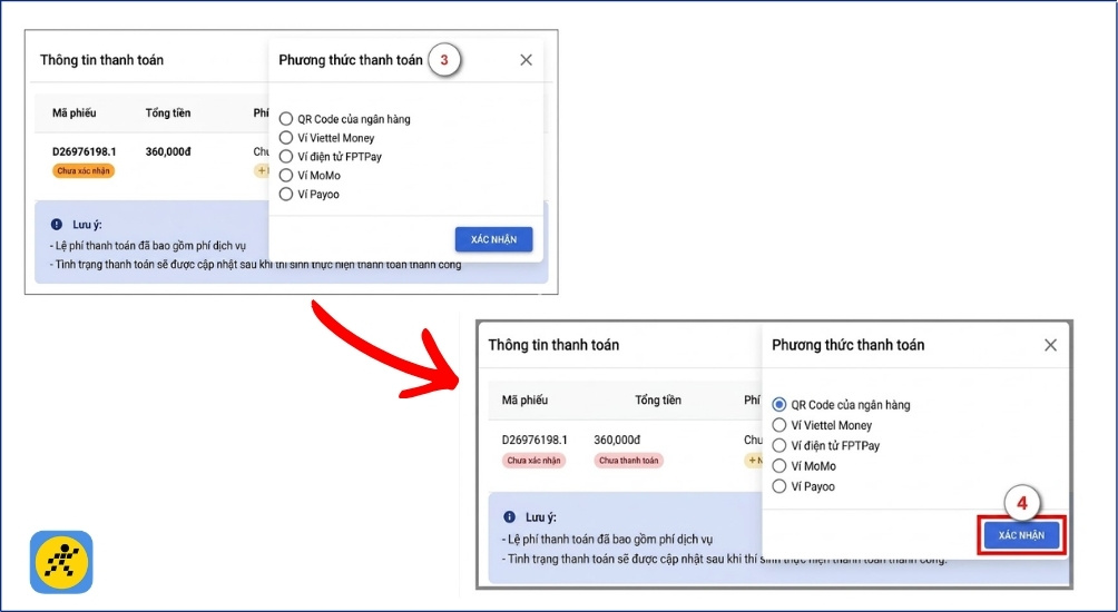 Xác nhận phương thức thanh toán