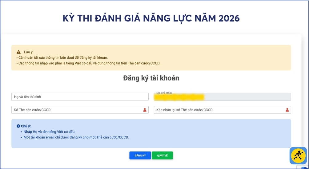 Nhập các thông tin cá nhân