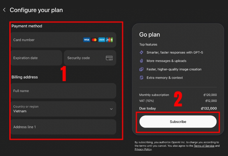 Đăng ký ChatGPT Go Đăng ký ChatGPT Go