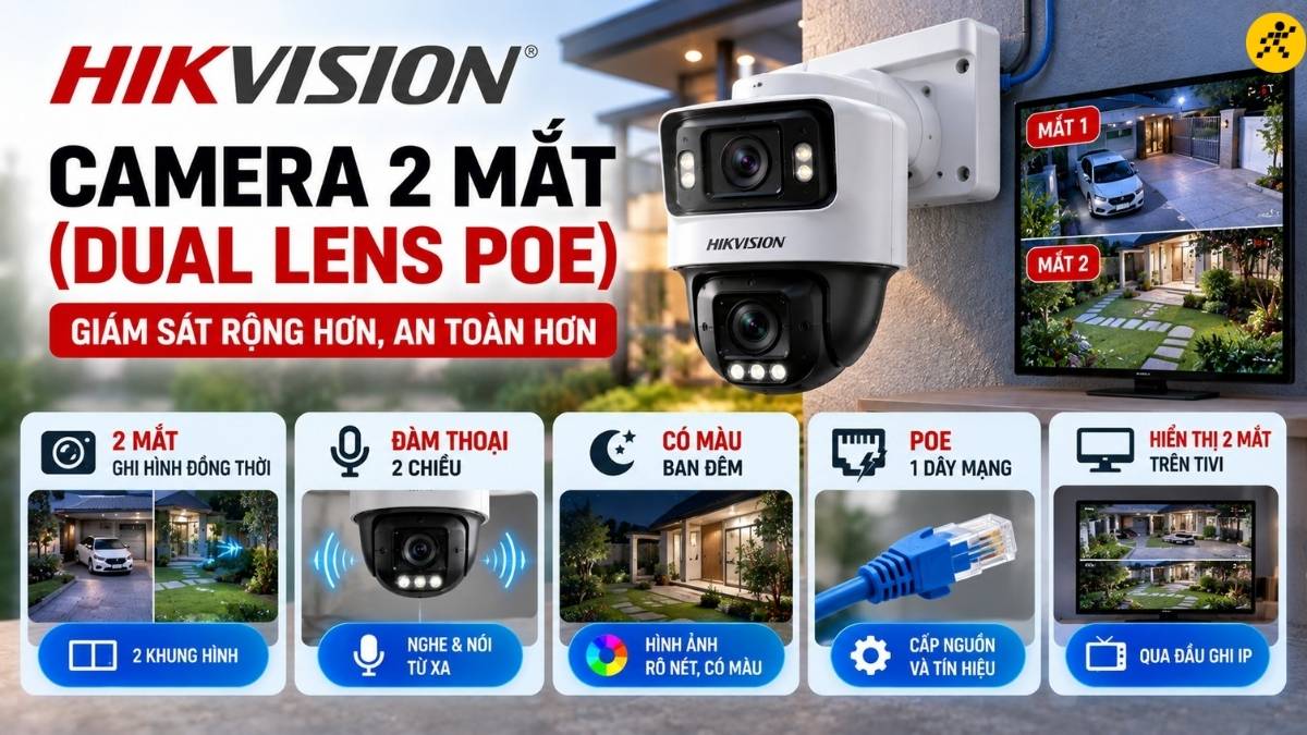 Camera Hikvision 2 mắt (Dual lens PoE) Camera Hikvision 2 mắt (Dual lens PoE)