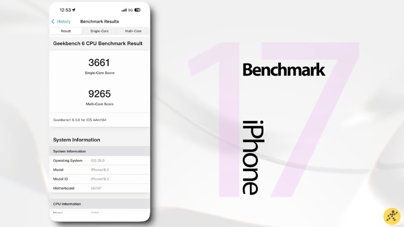 Điểm Geekbench 6 của chip A19 trên iPhone 17 Điểm Geekbench 6 của chip A19 trên iPhone 17