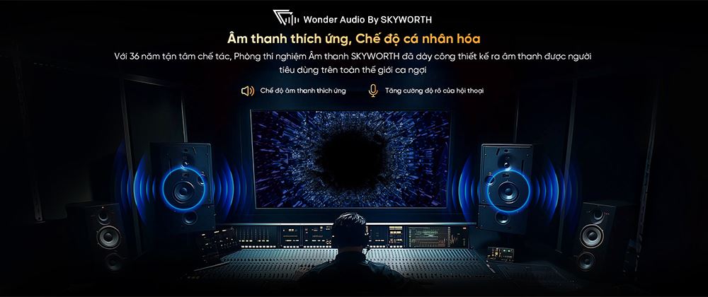 Tivi Coocaa 55 inch có 2 loa và công nghệ âm thanh hiện đại, mang đến chất âm mạnh mẽ, sống động và chân thực