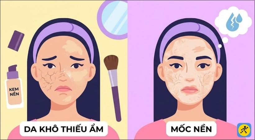 Da quá khô và thiếu ẩm trầm trọng nguyên nhân phổ biến nhất khiến lớp trang điểm bị vỡ và mốc