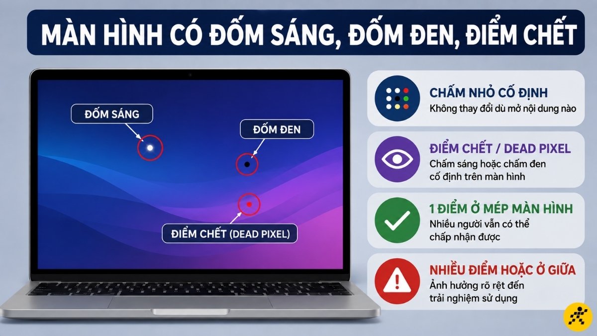 Màn hình có đốm sáng, đốm đen, điểm chết Màn hình có đốm sáng, đốm đen, điểm chết