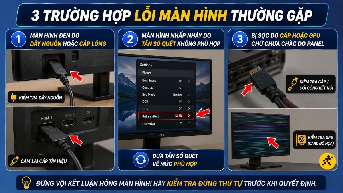 Tình huống dễ nhầm là màn hình hỏng Tình huống dễ nhầm là màn hình hỏng