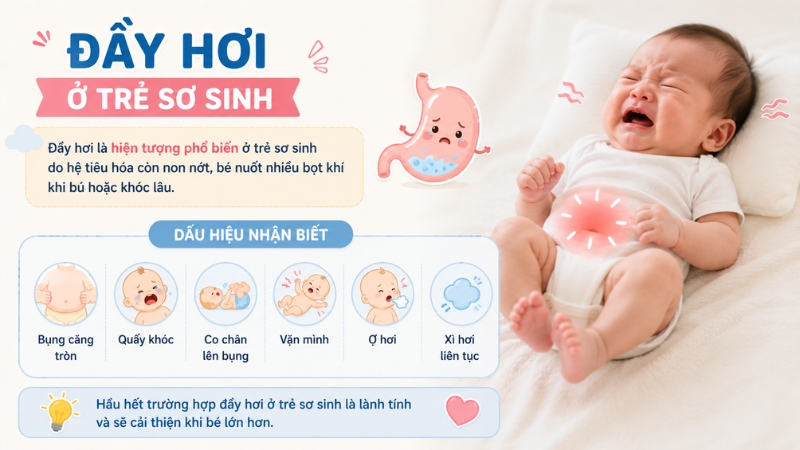 Dấu hiệu đầy hơi ở trẻ sơ sinh