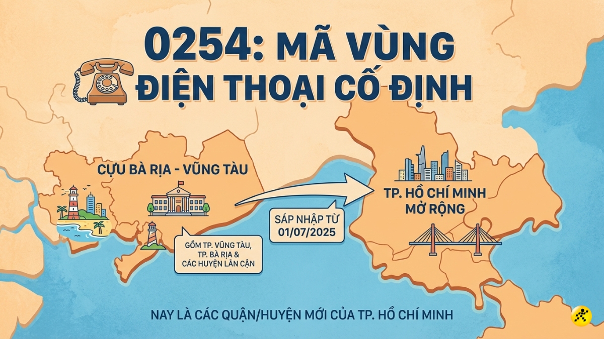 0254 l&agrave; m&atilde; v&ugrave;ng điện thoại b&agrave;n của khu vực B&agrave; Rịa - Vũng T&agrave;u cũ