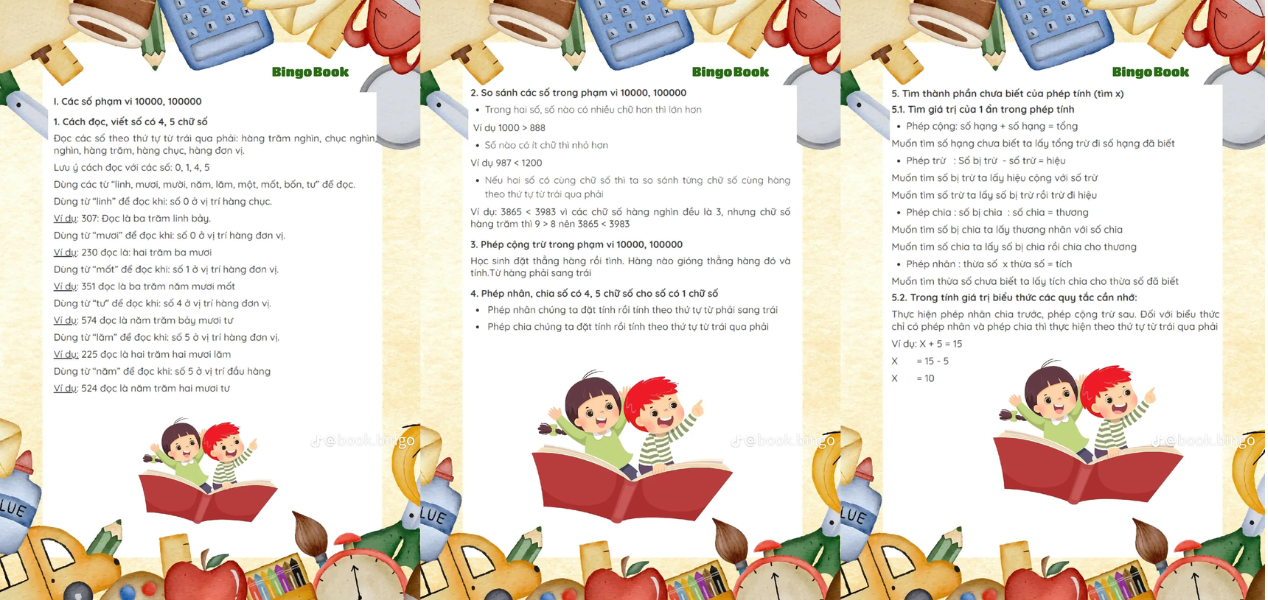 Tổng hợp kiến thức môn Toán lớp 3. Nguồn: Sưu tầm