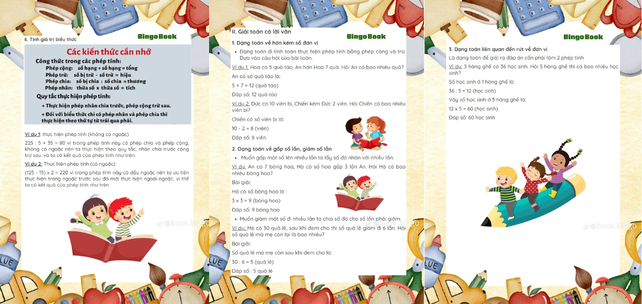 Tổng hợp kiến thức môn Toán lớp 3. Nguồn: Sưu tầm