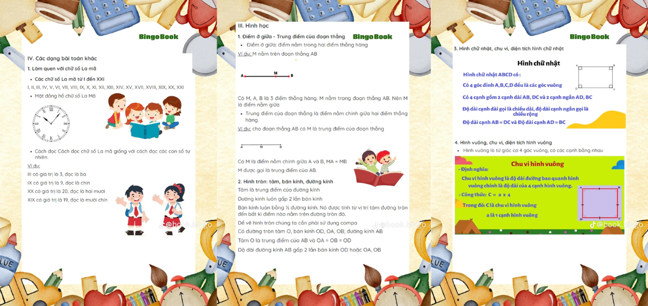 Tổng hợp kiến thức môn Toán lớp 3. Nguồn: Sưu tầm