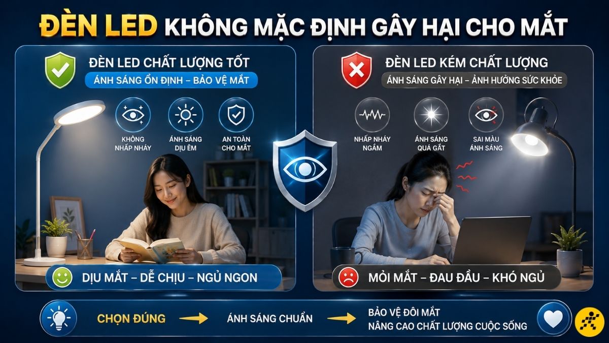 Đèn LED không mặc định gây hại cho mắt Đèn LED không mặc định gây hại cho mắt