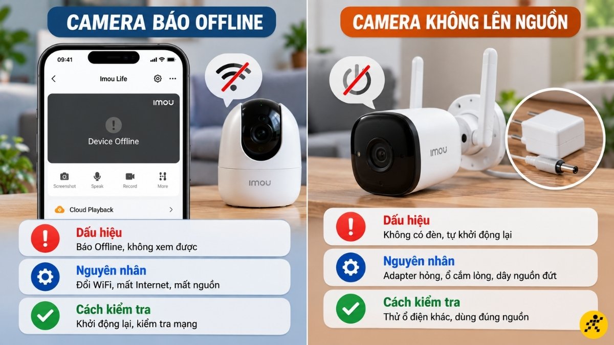 Camera báo offline và không lên nguồn Camera báo offline và không lên nguồn
