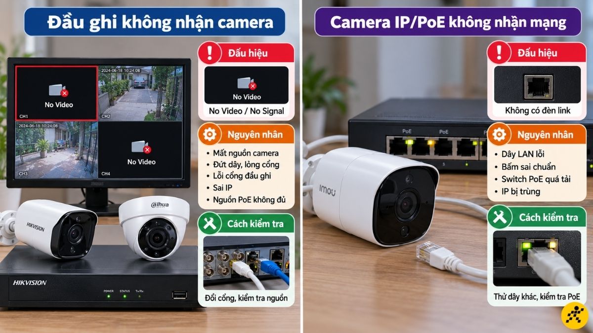Đầu ghi không nhận camera Đầu ghi không nhận camera