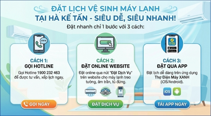 Đặt lịch vệ sinh máy lạnh Hà Kế Tấn siêu dễ, siêu nhanh