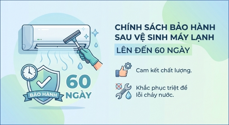 Sau khi sử dụng dịch vụ, quý khách sẽ nhận được chính sách bảo hành tận tâm lên đến 60 ngày