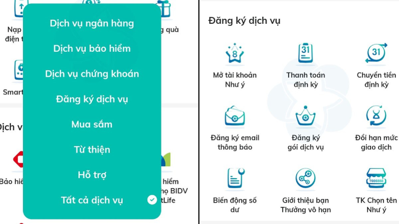 Liên hệ qua ứng dụng BIDV SmartBanking
