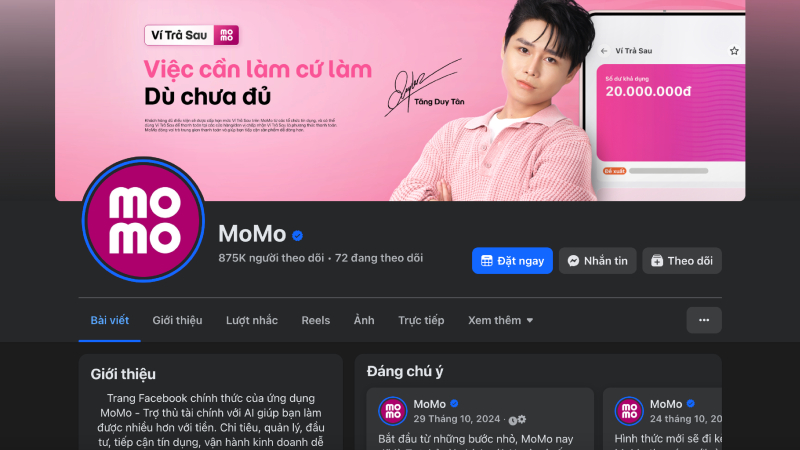 Bạn có thể Liên hệ qua Fanpage Facebook chính thức