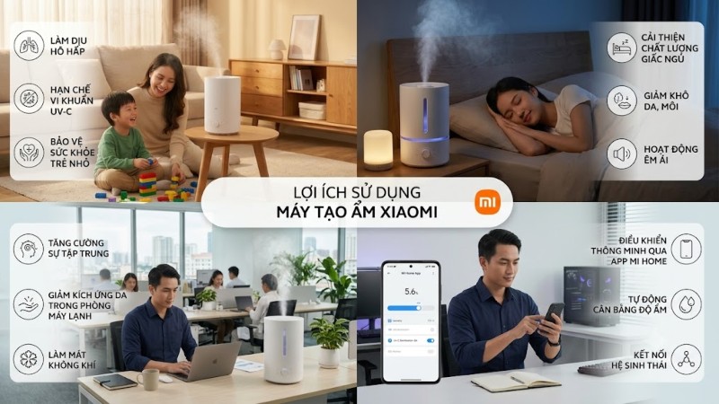Máy tạo ẩm Xiaomi có thể hoạt động theo cơ chế tạo sương siêu âm hoặc bay hơi tự nhiên