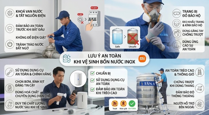 Lưu ý an toàn khi vệ sinh bồn nước inox