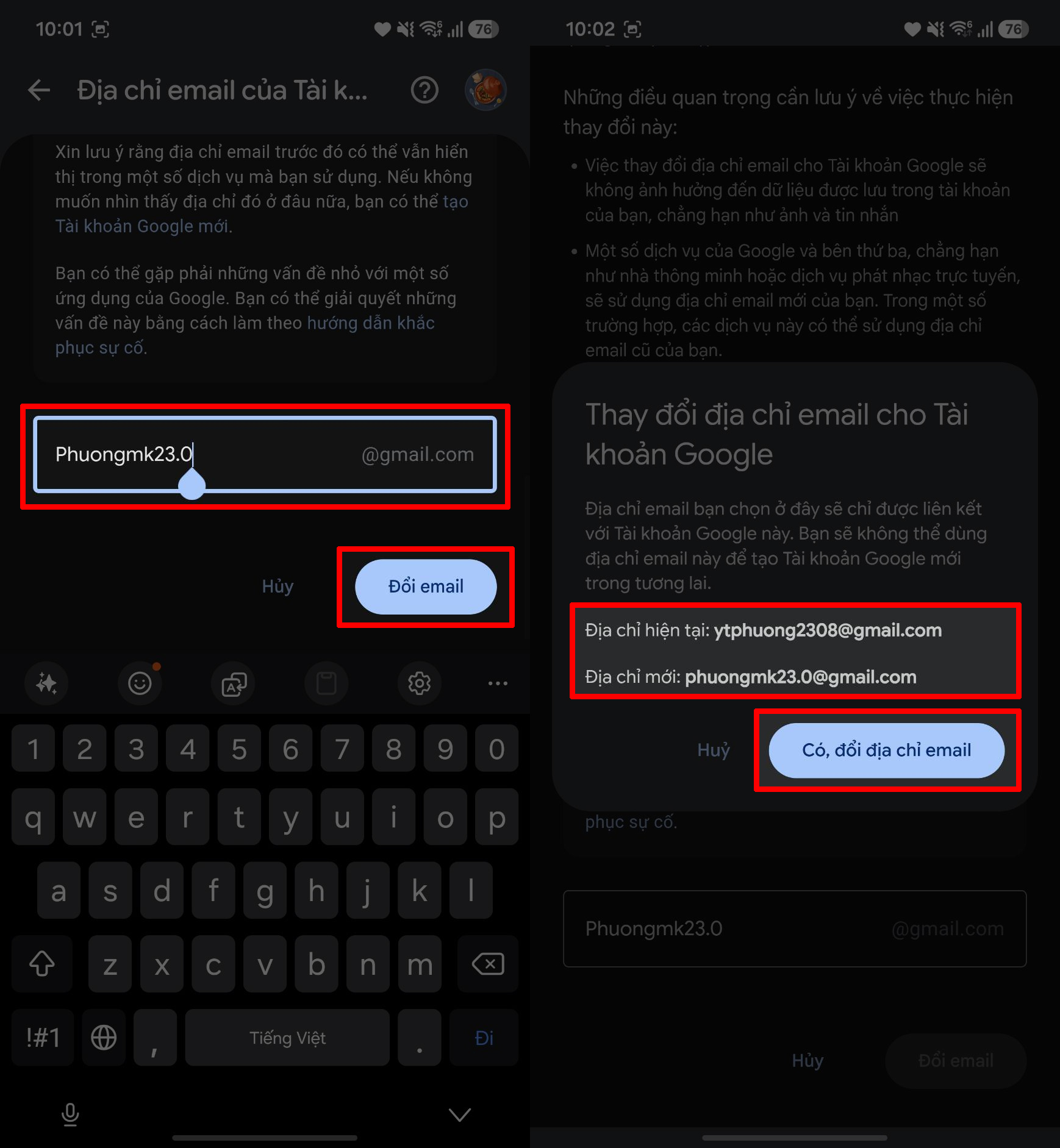 Cách thay đổi địa chỉ Gmail trên android và iPhone Cách thay đổi địa chỉ Gmail trên android và iPhone