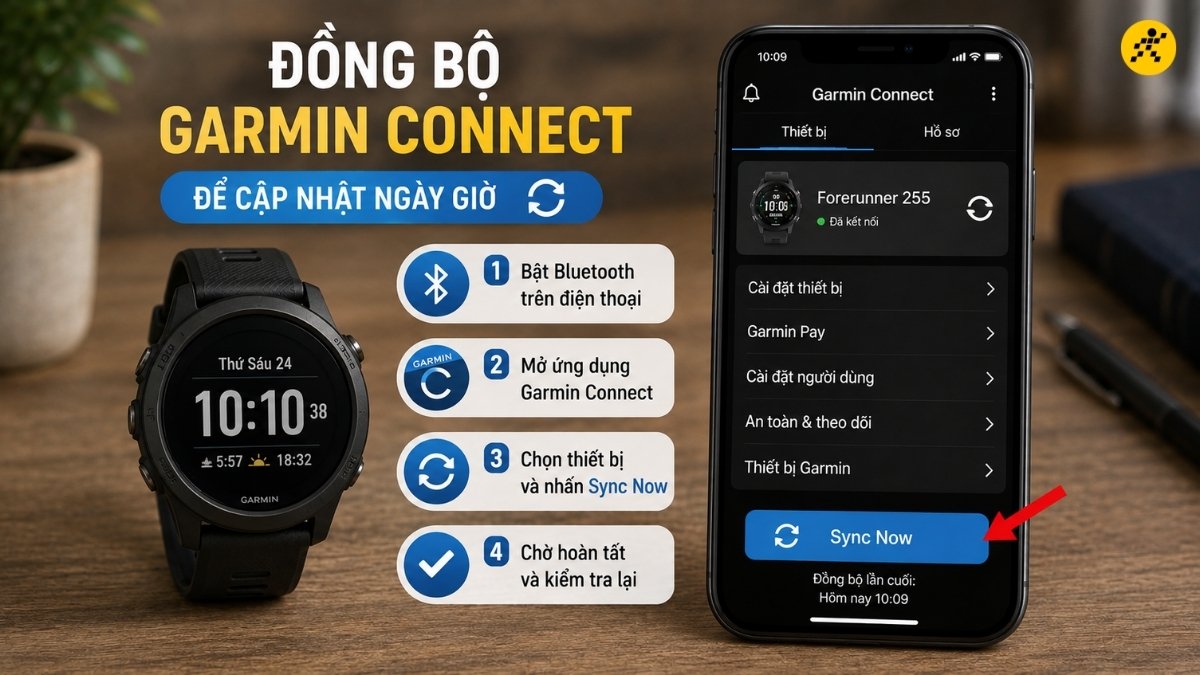 Đồng bộ qua Garmin Connect trên điện thoại Đồng bộ qua Garmin Connect trên điện thoại