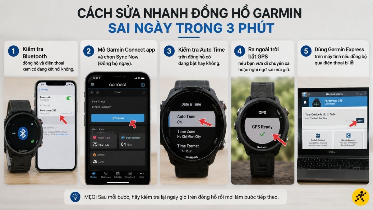 Cách sửa nhanh đồng hồ Garmin sai ngày trong 3 phút Cách sửa nhanh đồng hồ Garmin sai ngày trong 3 phút