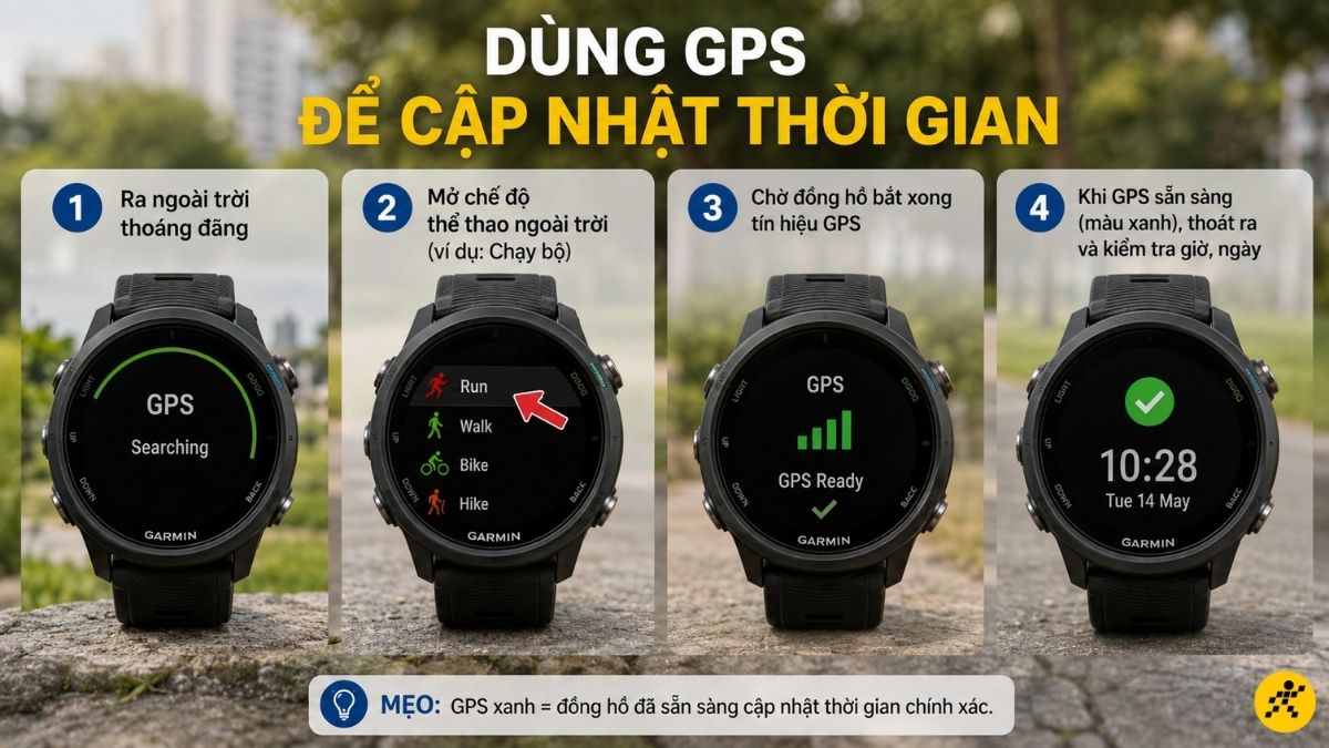 Dùng GPS để cập nhật thời gian Dùng GPS để cập nhật thời gian