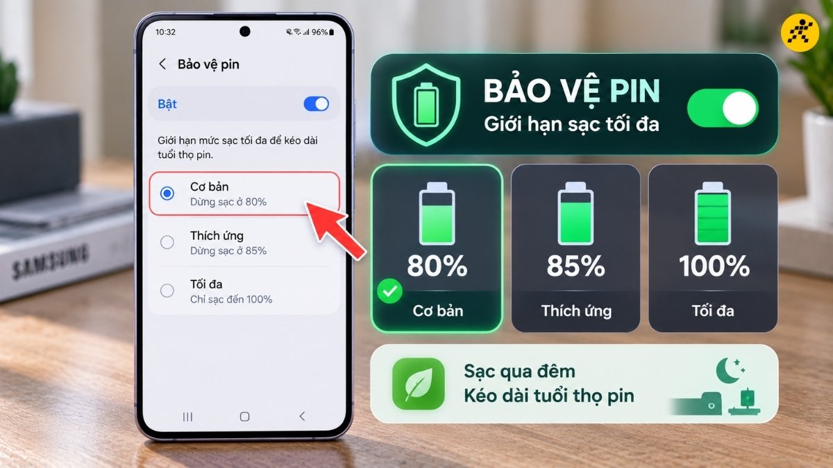 Bật chế độ Bảo vệ pin Bật chế độ Bảo vệ pin