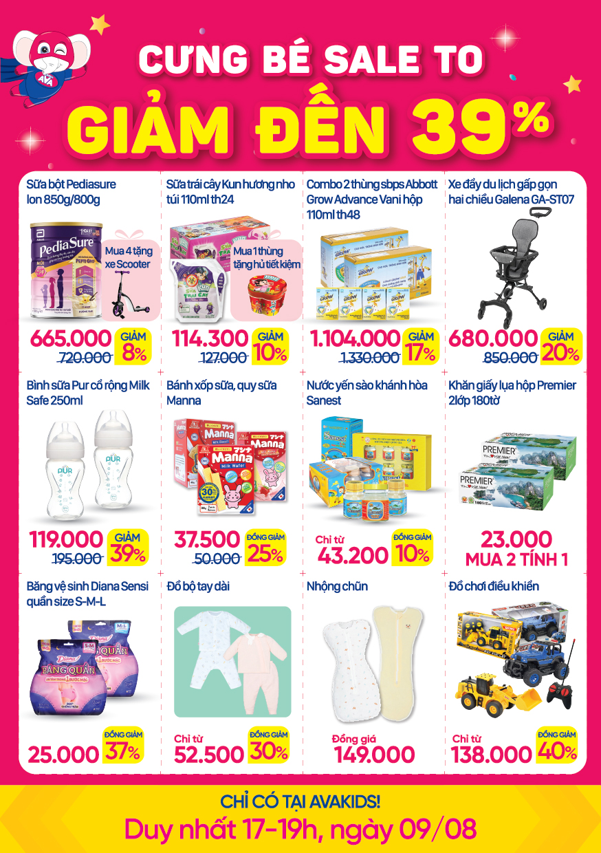 Hàng loạt sản phẩm mẹ và bé giảm đến 39%
