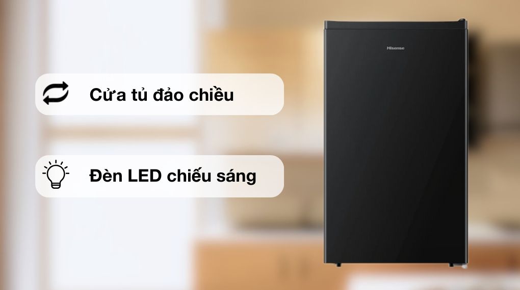Tủ lạnh mini Hisense 94 lít HR09DB thiết kế cửa đảo chiều linh hoạt phù hợp không gian nhỏ