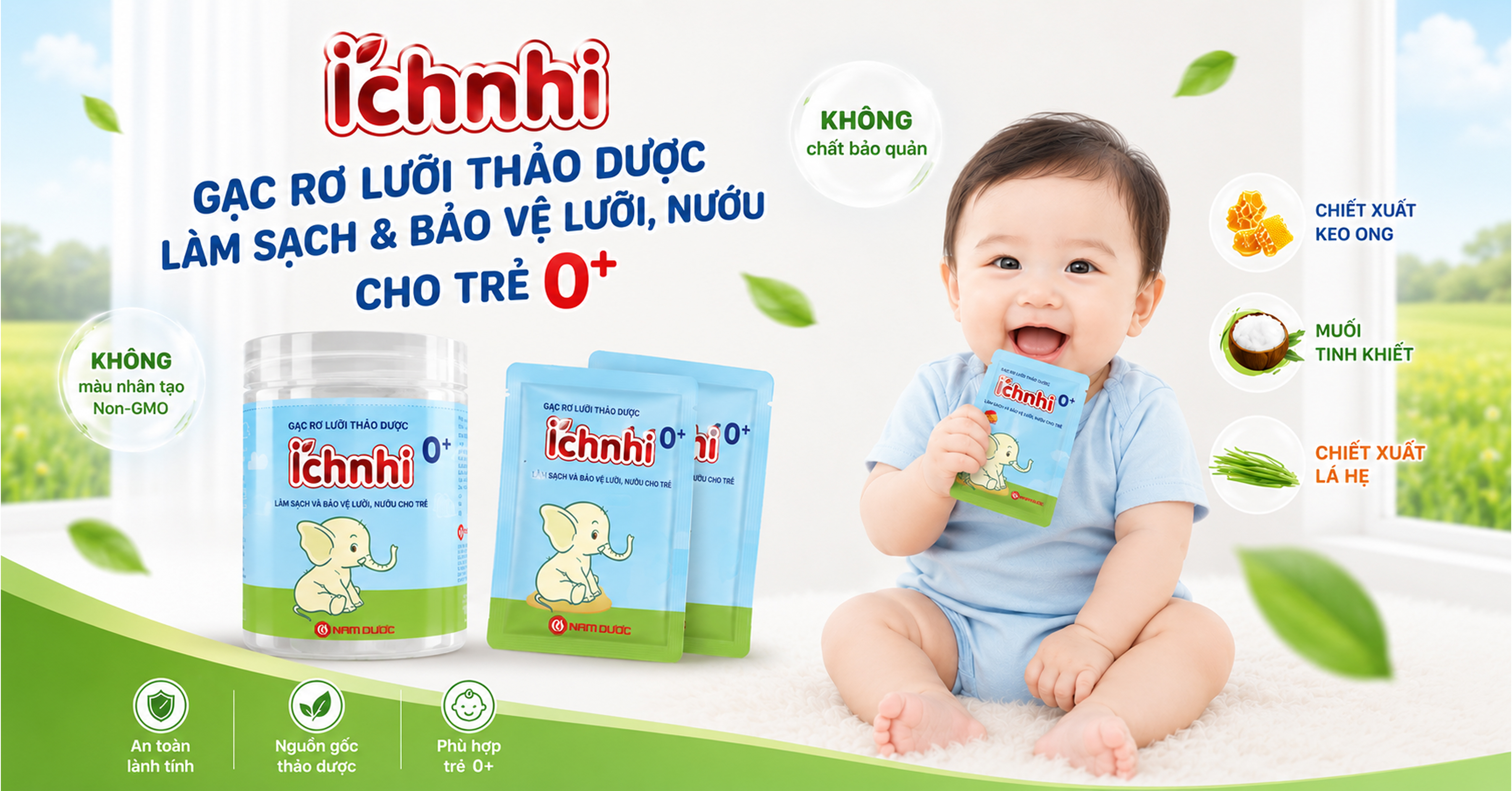 Ra mắt gạc rơ lưỡi thảo dược Ích Nhi 0+ Ra mắt gạc rơ lưỡi thảo dược Ích Nhi 0+