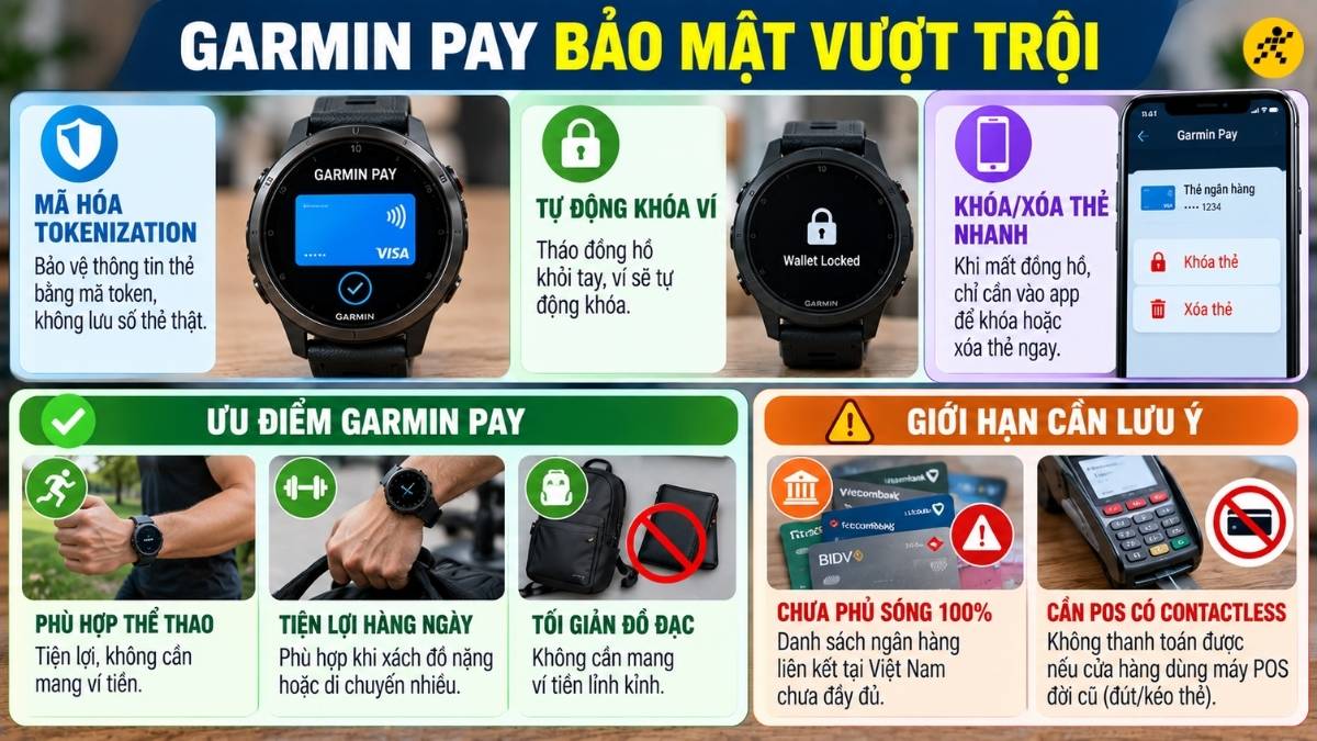 Garmin Pay an to&agrave;n hơn việc quẹt thẻ vật l&yacute; th&ocirc;ng thường