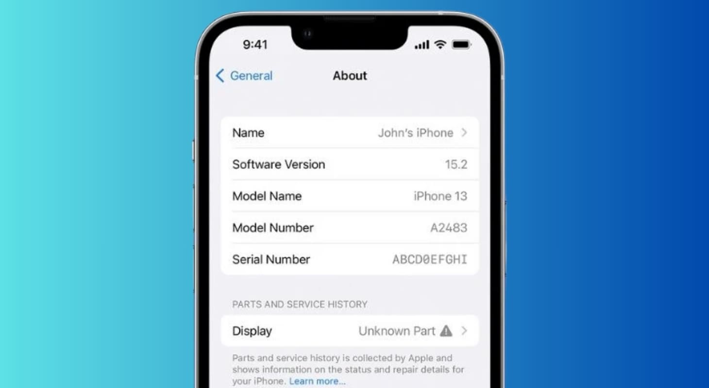 iOS thông báo linh kiện không xác định khi thay màn hình iPhone không chính hãng