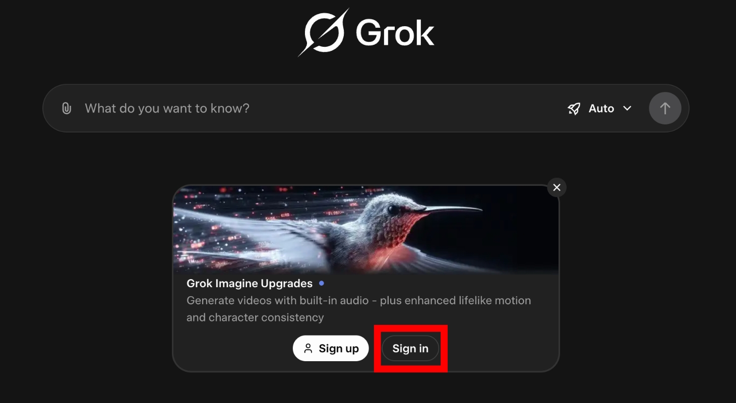 Chọn đăng nhập vào Grok 3 Chọn đăng nhập vào Grok 3