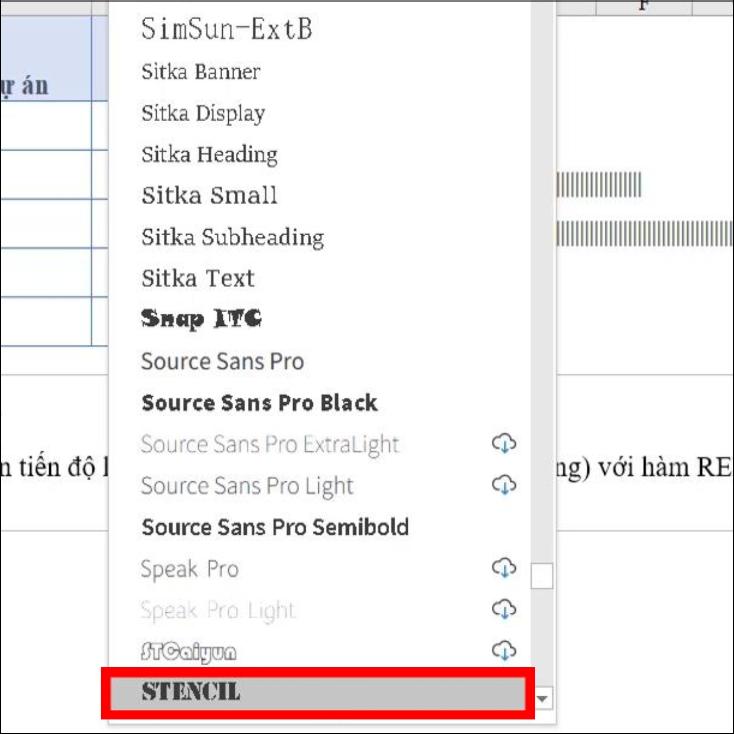Đổi font Stencil để trình bày đẹp mắt hơn