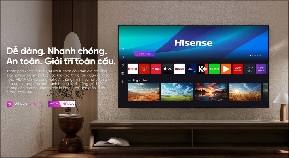 VIDAA ít bị lỗi phần mềm, hạn chế quảng cáo không mong muốn và có tính bảo mật cao VIDAA ít bị lỗi phần mềm, hạn chế quảng cáo không mong muốn và có tính bảo mật cao