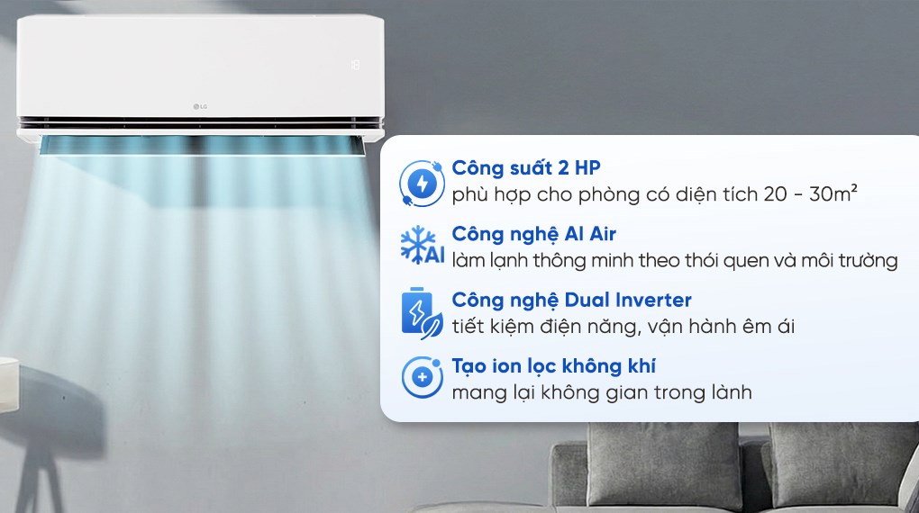 Máy lạnh LG Inverter 2 HP IDC18M2 tích hợp công nghệ AI Kw Manager tiết kiệm điện Máy lạnh LG Inverter 2 HP IDC18M2 tích hợp công nghệ AI Kw Manager tiết kiệm điện